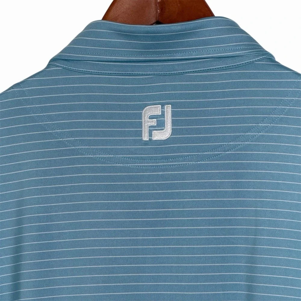 Foot Joy FJ Polo Shirt Mens XL Blue Striped Golf Performance SS Athletic